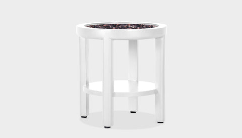 reddie-raw round side table 45 dia x 45 H (*cm) / Stone~Black Veined Marble / Lacquer~White Rita Side Table