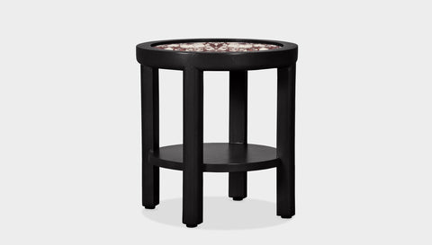 reddie-raw round side table 45 dia x 45 H (*cm) / Stone~Calacatta Viola / Lacquer~Black Rita Side Table