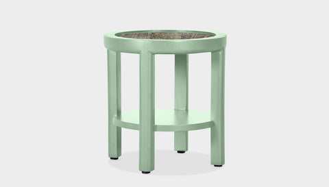 reddie-raw round side table 45 dia x 45 H (*cm) / Stone~Forest Green / Lacquer~Mint Rita Side Table