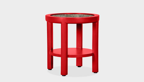 reddie-raw round side table 45 dia x 45 H (*cm) / Stone~Forest Green / Lacquer~Red Rita Side Table