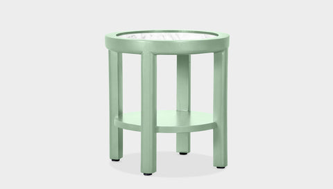 reddie-raw round side table 45 dia x 45 H (*cm) / Stone~White Veined Marble / Lacquer~Mint Rita Side Table