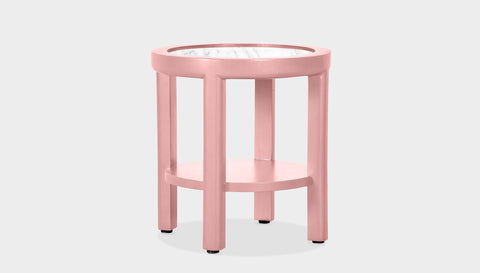 reddie-raw round side table 45 dia x 45 H (*cm) / Stone~White Veined Marble / Lacquer~Pink Rita Side Table