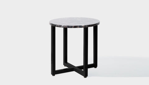 reddie-raw round side table 45dia x 45H *cm / Stone~Black Veined Marble / Metal~Black Suzy Side Table Round