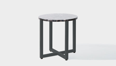 reddie-raw round side table 45dia x 45H *cm / Stone~Black Veined Marble / Metal~Grey Suzy Side Table Round