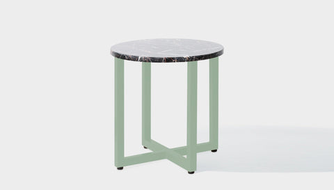 reddie-raw round side table 45dia x 45H *cm / Stone~Black Veined Marble / Metal~Mint Suzy Side Table Round