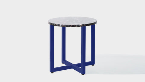 reddie-raw round side table 45dia x 45H *cm / Stone~Black Veined Marble / Metal~Navy Suzy Side Table Round