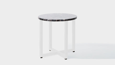 reddie-raw round side table 45dia x 45H *cm / Stone~Black Veined Marble / Metal~White Suzy Side Table Round