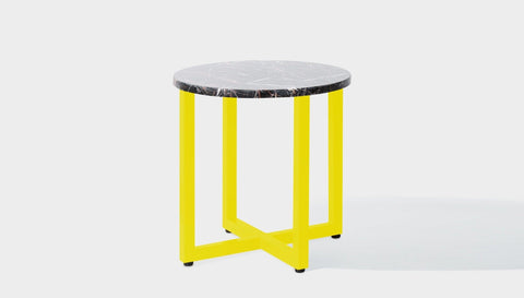 reddie-raw round side table 45dia x 45H *cm / Stone~Black Veined Marble / Metal~Yellow Suzy Side Table Round