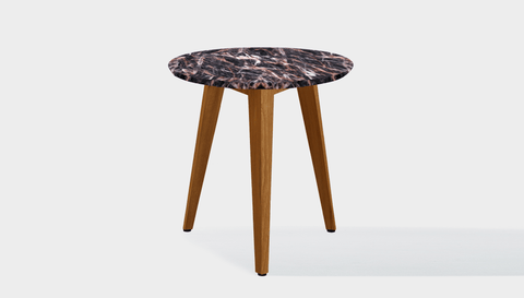 reddie-raw round side table 45dia x 45H *cm / Stone~Black Veined Marble / Wood Teak~Natural Vinny Side Table Round