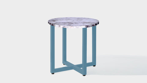 reddie-raw round side table 45dia x 45H *cm / Stone~Calacatta Viola / Metal~Blue Suzy Side Table Round