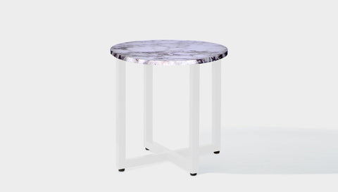 reddie-raw round side table 45dia x 45H *cm / Stone~Calacatta Viola / Metal~White Suzy Side Table Round