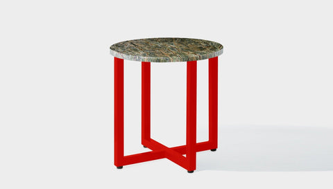 reddie-raw round side table 45dia x 45H *cm / Stone~Forest Green / Metal~Red Suzy Side Table Round