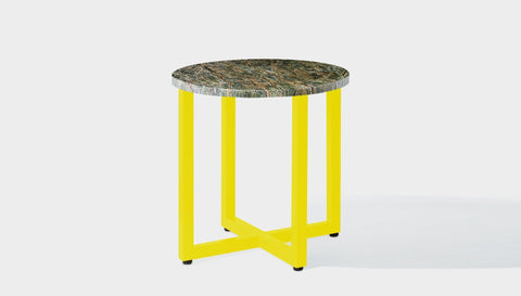 reddie-raw round side table 45dia x 45H *cm / Stone~Forest Green / Metal~Yellow Suzy Side Table Round