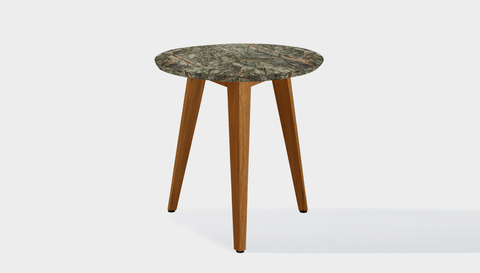 reddie-raw round side table 45dia x 45H *cm / Stone~Forest Green / Wood Teak~Natural Vinny Side Table Round