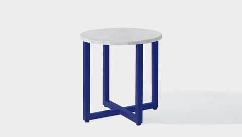 reddie-raw round side table 45dia x 45H *cm / Stone~White Veined Marble / Metal~Navy Suzy Side Table Round