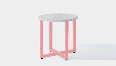 reddie-raw round side table 45dia x 45H *cm / Stone~White Veined Marble / Metal~Pink Suzy Side Table Round