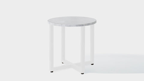 reddie-raw round side table 45dia x 45H *cm / Stone~White Veined Marble / Metal~White Suzy Side Table Round