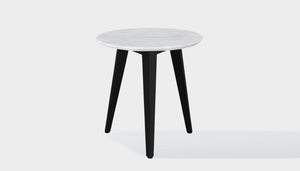 reddie-raw round side table 45dia x 45H *cm / Stone~White Veined Marble / Wood Teak~Black Vinny Side Table Round