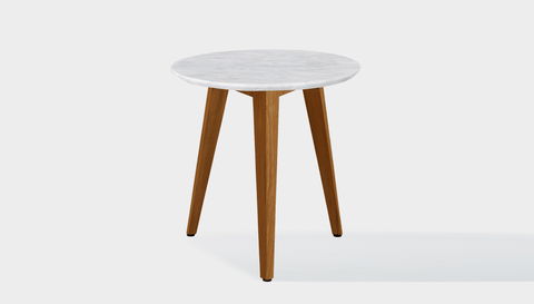 reddie-raw round side table 45dia x 45H *cm / Stone~White Veined Marble / Wood Teak~Natural Vinny Side Table Round