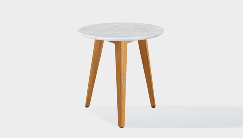 reddie-raw round side table 45dia x 45H *cm / Stone~White Veined Marble / Wood Teak~Oak Vinny Side Table Round