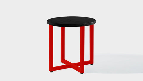 reddie-raw round side table 45dia x 45H *cm / Wood Teak~Black / Metal~Red Suzy Side Table Round