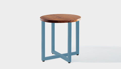 reddie-raw round side table 45dia x 45H *cm / Wood Teak~Natural / Metal~Blue Suzy Side Table Round