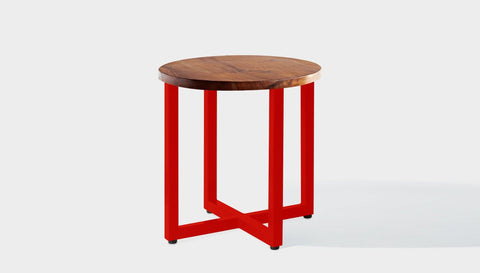 reddie-raw round side table 45dia x 45H *cm / Wood Teak~Natural / Metal~Red Suzy Side Table Round
