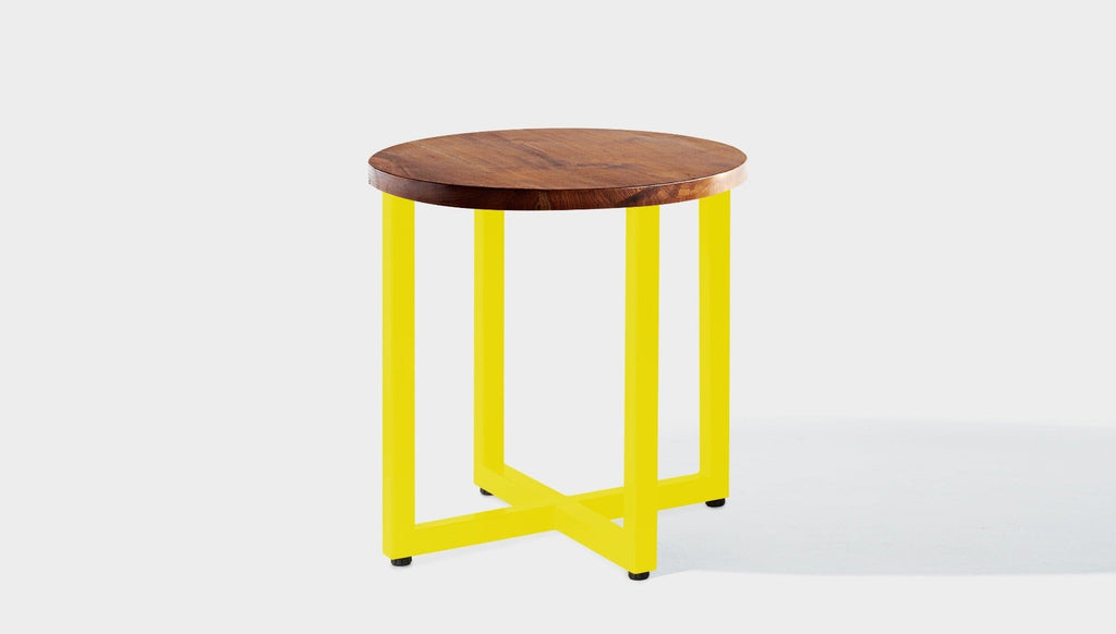 reddie-raw round side table 45dia x 45H *cm / Wood Teak~Natural / Metal~Yellow Suzy Side Table Round