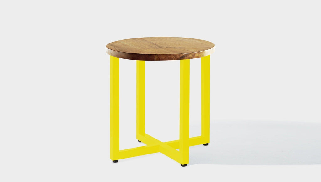 reddie-raw round side table 45dia x 45H *cm / Wood Teak~Oak / Metal~Yellow Suzy Side Table Round