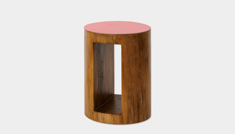 reddie-raw round side table Metal~Pink / Wood~Mahogany Bob Block Side Table/Stool