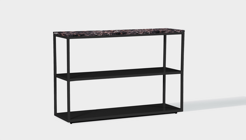 reddie-raw shelf 120W x 35D x 80H *cm / Stone~Black Veined Marble / Metal~Black Suzy Shelf / Bookcase