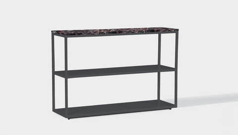 reddie-raw shelf 120W x 35D x 80H *cm / Stone~Black Veined Marble / Metal~Grey Suzy Shelf / Bookcase