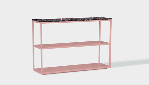 reddie-raw shelf 120W x 35D x 80H *cm / Stone~Black Veined Marble / Metal~Pink Suzy Shelf / Bookcase