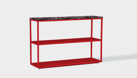 reddie-raw shelf 120W x 35D x 80H *cm / Stone~Black Veined Marble / Metal~Red Suzy Shelf / Bookcase