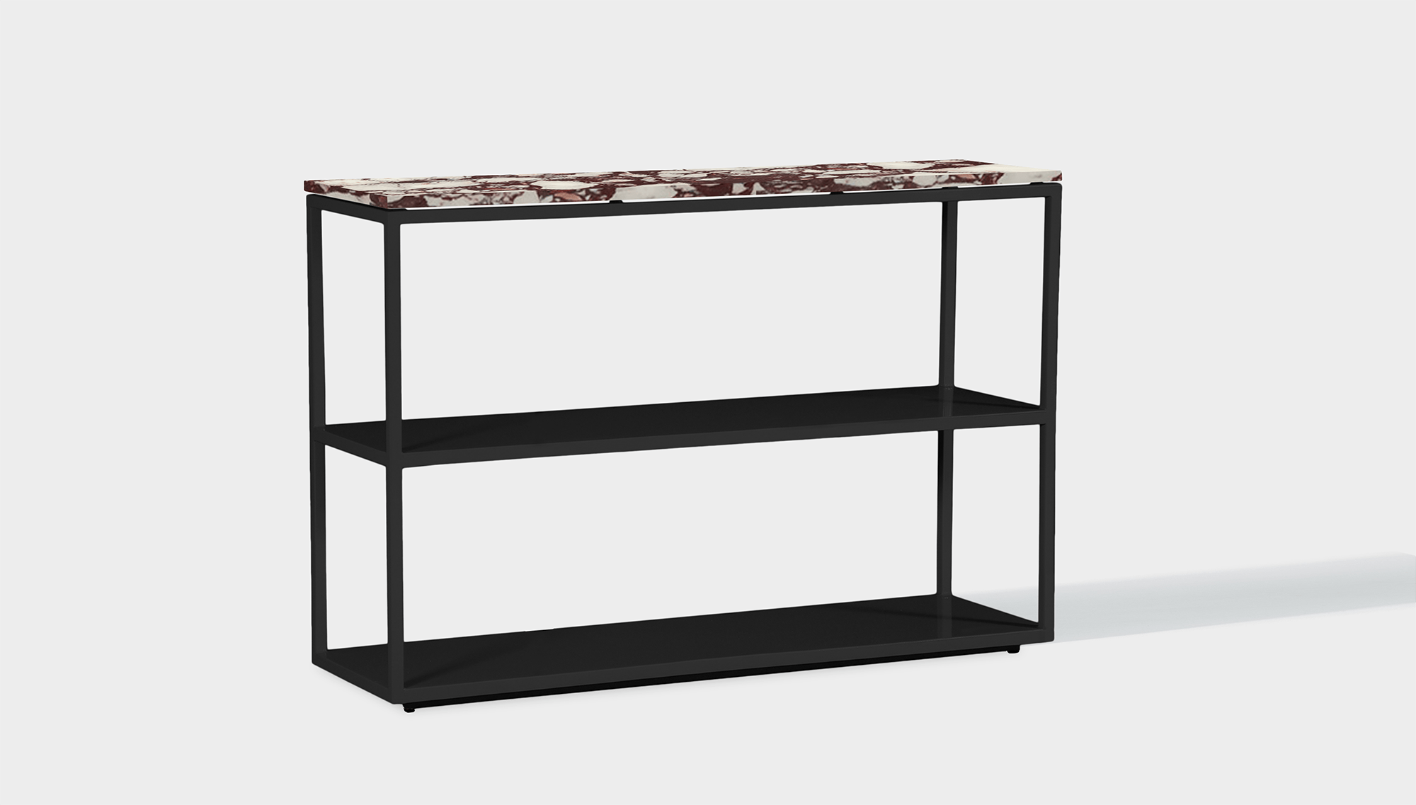 reddie-raw shelf 120W x 35D x 80H *cm / Stone~Calacatta Viola / Metal~Black Suzy Shelf / Bookcase