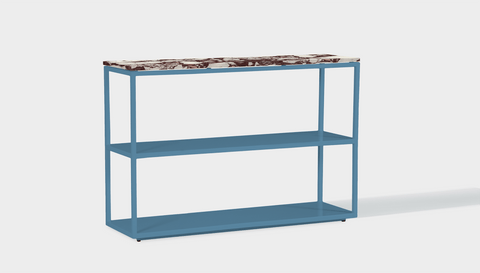 reddie-raw shelf 120W x 35D x 80H *cm / Stone~Calacatta Viola / Metal~Blue Suzy Shelf / Bookcase
