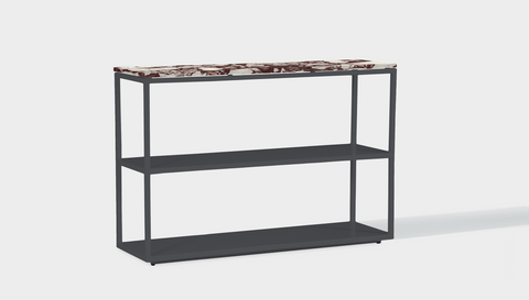 reddie-raw shelf 120W x 35D x 80H *cm / Stone~Calacatta Viola / Metal~Grey Suzy Shelf / Bookcase