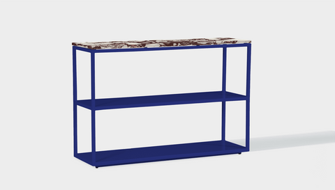 reddie-raw shelf 120W x 35D x 80H *cm / Stone~Calacatta Viola / Metal~Navy Suzy Shelf / Bookcase