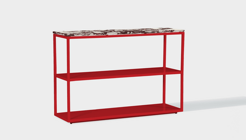 reddie-raw shelf 120W x 35D x 80H *cm / Stone~Calacatta Viola / Metal~Red Suzy Shelf / Bookcase