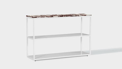reddie-raw shelf 120W x 35D x 80H *cm / Stone~Calacatta Viola / Metal~White Suzy Shelf / Bookcase