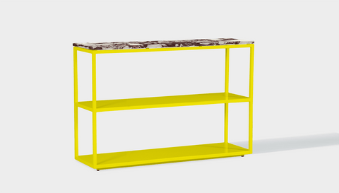 reddie-raw shelf 120W x 35D x 80H *cm / Stone~Calacatta Viola / Metal~Yellow Suzy Shelf / Bookcase