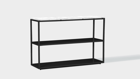 reddie-raw shelf 120W x 35D x 80H *cm / Stone~White-Veined-Marble / Metal~Black Suzy Shelf / Bookcase
