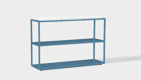 reddie-raw shelf 120W x 35D x 80H *cm / Stone~White-Veined-Marble / Metal~Blue Suzy Shelf / Bookcase