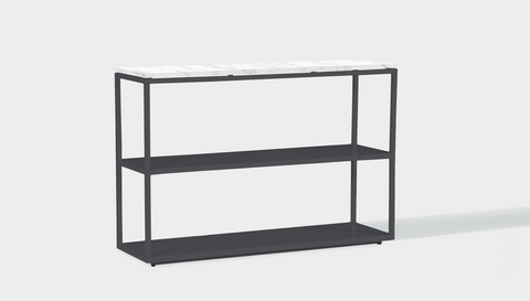 reddie-raw shelf 120W x 35D x 80H *cm / Stone~White-Veined-Marble / Metal~Grey Suzy Shelf / Bookcase