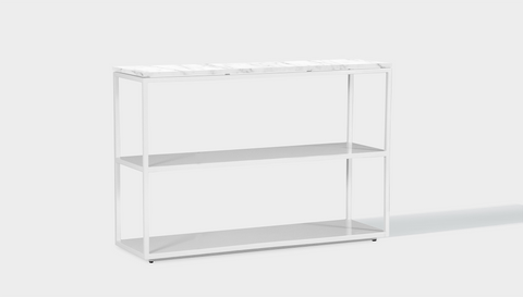 reddie-raw shelf 120W x 35D x 80H *cm / Stone~White-Veined-Marble / Metal~White Suzy Shelf / Bookcase