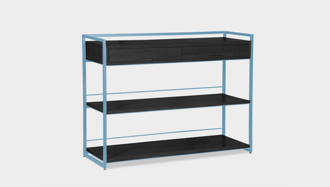 reddie-raw shelf 120W x 40D x 90H *cm / Wood Teak~Black / Metal~Blue Suzy Console Unit