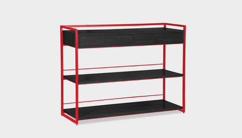 reddie-raw shelf 120W x 40D x 90H *cm / Wood Teak~Black / Metal~Red Suzy Console Unit