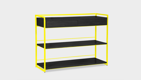 reddie-raw shelf 120W x 40D x 90H *cm / Wood Teak~Black / Metal~Yellow Suzy Console Unit