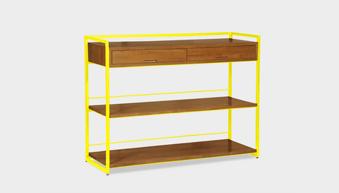 reddie-raw shelf 120W x 40D x 90H *cm / Wood Teak~Natural / Metal~Yellow Suzy Console Unit