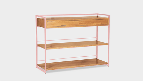 reddie-raw shelf 120W x 40D x 90H *cm / Wood Teak~Oak / Metal~Pink Suzy Console Unit